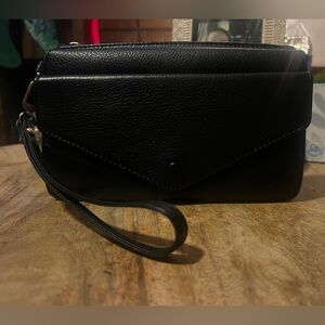 HOBO Goldie Envelope Wristlet, Black Pebble Leather